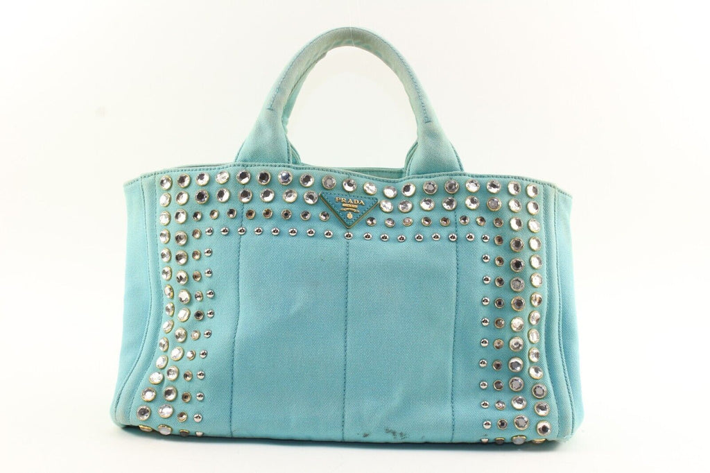 PRADA Light Blue 2way Crystal Grommet Tote 1PR1220K PRADA Light Blue 2way Crystal Grommet Tote 1PR1220K