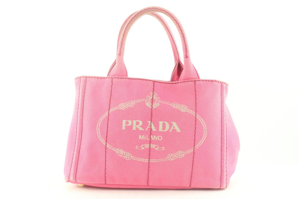 PRADA Pink Denim Canvas Canapa 2way Tote 2PR831K PRADA Pink Denim Canvas Canapa 2way Tote 2PR831K