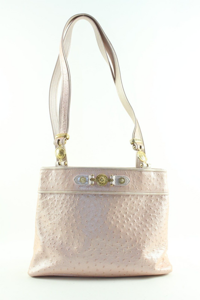 VERSACE Pearlescent Pink Ostrich Leather Shoulder Bag 5VER1219K VERSACE Pearlescent Pink Ostrich Leather Shoulder Bag 5VER1219K
