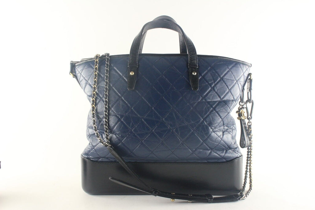 Chanel Two-Tone Quilted Black x Blue Leather Gabrielle 2way Tote 6CK103K Chanel Two-Tone Quilted Black x Blue Leather Gabrielle 2way Tote 6CK103K