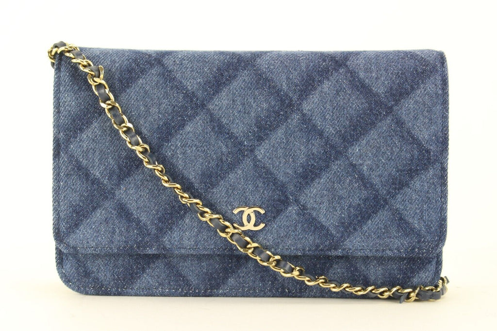 Chanel Shadow Quilted Denim Wallet on Chain WOC Gold HW 2CJ1110 Chanel Shadow Quilted Denim Wallet on Chain WOC Gold HW 2CJ1110