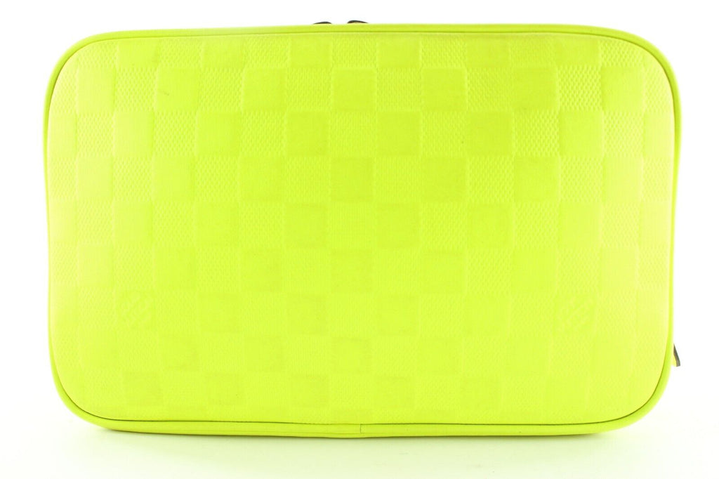 Louis Vuitton Neon Green Damier Infini Leather Trousse Cosmetic Pouch 5LK0223 Louis Vuitton Neon Green Damier Infini Leather Trousse Cosmetic Pouch 5LK0223