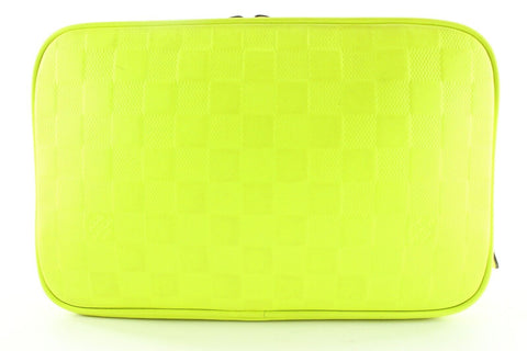 Louis Vuitton Neon Green Damier Infini Leather Trousse Cosmetic Pouch 5LK0223