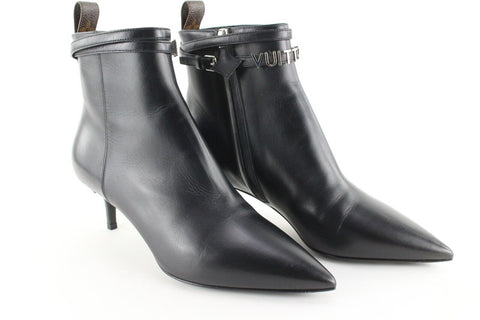 Louis Vuitton Women's 37 Black Leather Call Back Ankle Bootie 6LVJ0106