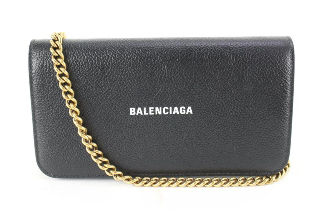 Balenciaga Black Leather Classic Logo Wallet on Chain Gold Chain 48ba624s Balenciaga Black Leather Classic Logo Wallet on Chain Gold Chain 48ba624s