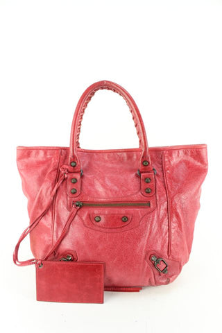 Balenciaga Red Sang Lambskin Leather S Sunday Tote 98ba52s