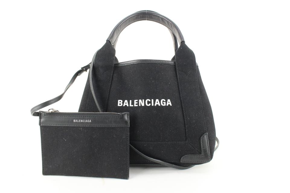 Balenciaga Black Canvas x Calfskin XS Navy Cabas 2way Crossbody 89ba629s Balenciaga Black Canvas x Calfskin XS Navy Cabas 2way Crossbody 89ba629s