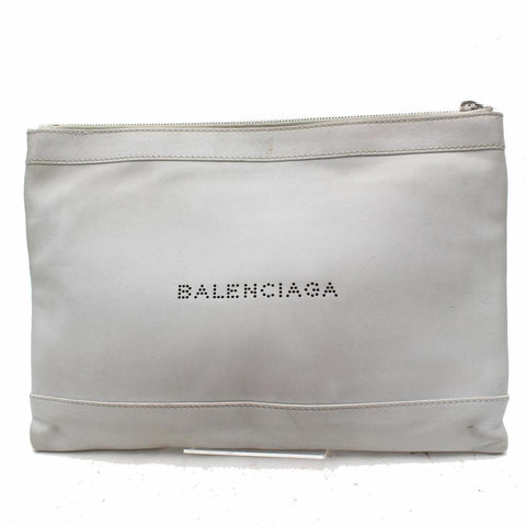 Balenciaga Light Everyday Zip Pouch 868540 Grey Leather Clutch
