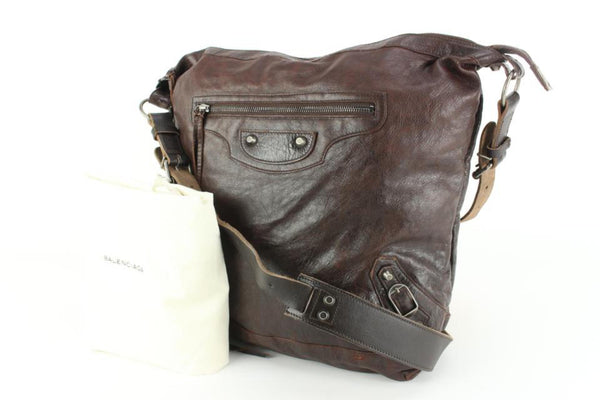 niece minimal tredobbelt Balenciaga Chocolate Chevre Leather Men's Day Messenger Bag 30ba54s –  Bagriculture