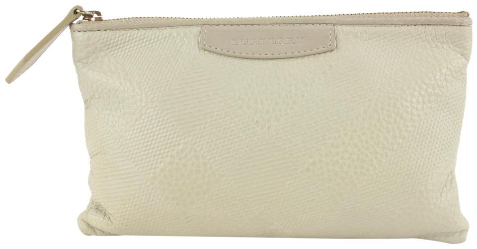 Burberry Ivory Check Embossed Toiletry Cosmetic Pouch 1220b46 Burberry Ivory Check Embossed Toiletry Cosmetic Pouch 1220b46