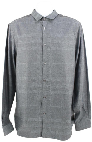Burberry London Men's XL Grey Denim Nova Check Button Down Longsleeve Shirt 121b42