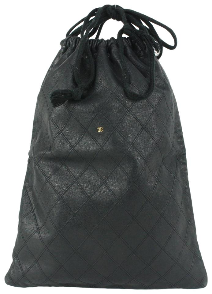 Chanel Ultra Rare Large Quilted Lambskin CC Logo Drawstring Pouch Case 164c73 Chanel Ultra Rare Large Quilted Lambskin CC Logo Drawstring Pouch Case 164c73