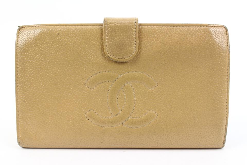 Chanel Beige Caviar Leather CC Logo Long Bifold Flap Wallet 41ck224s Chanel Beige Caviar Leather CC Logo Long Bifold Flap Wallet 41ck224s