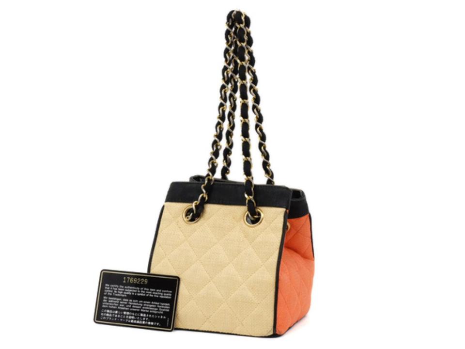 Chanel Bicolor Raffia Straw CC Logo Quilted Chain Basket Bag 858721 Chanel Bicolor Raffia Straw CC Logo Quilted Chain Basket Bag 858721