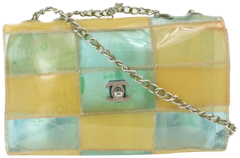 Chanel Clear Blue x Beige Patchwork Classic Flap 1115c16 Chanel Clear Blue x Beige Patchwork Classic Flap 1115c16