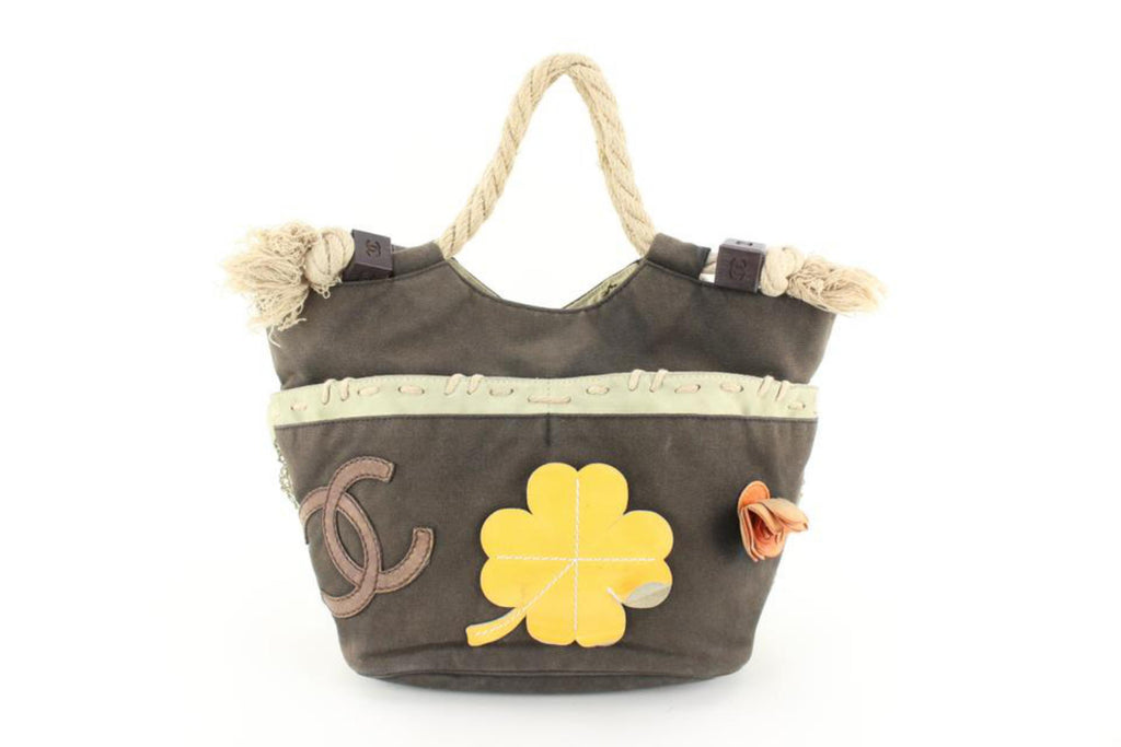 Chanel Clover Flower Rope Handle Fish Net Hand Bag Tote 10cc720s Chanel Clover Flower Rope Handle Fish Net Hand Bag Tote 10cc720s