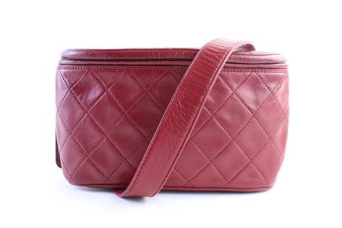 CHANEL Red Quilted Fanny Pack Waist Pouch 1CR0703