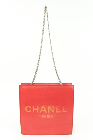 Chanel Red Holographic CC Logo Chain Tote Hologram Bag 4ck726a