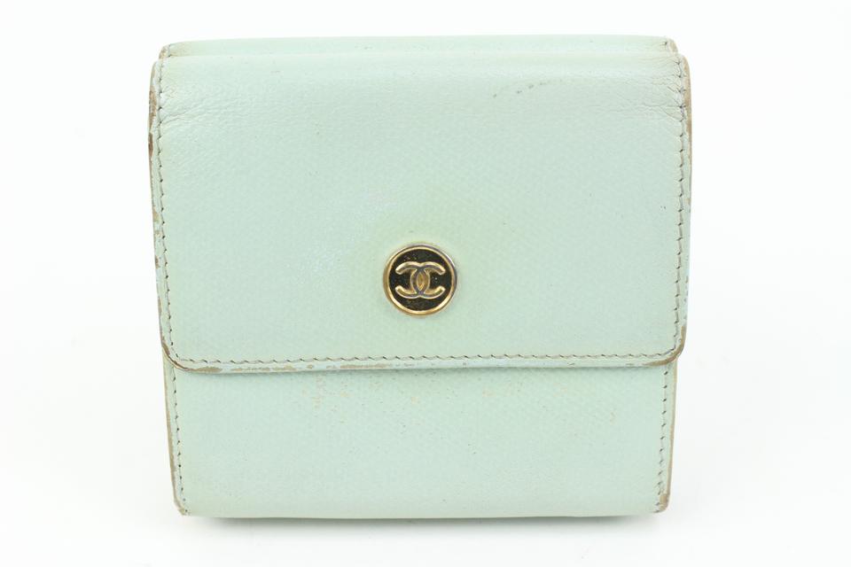 Chanel Seafoam Green Calfskin Button Line Compact Trifold Wallet 54ck325s Chanel Seafoam Green Calfskin Button Line Compact Trifold Wallet 54ck325s