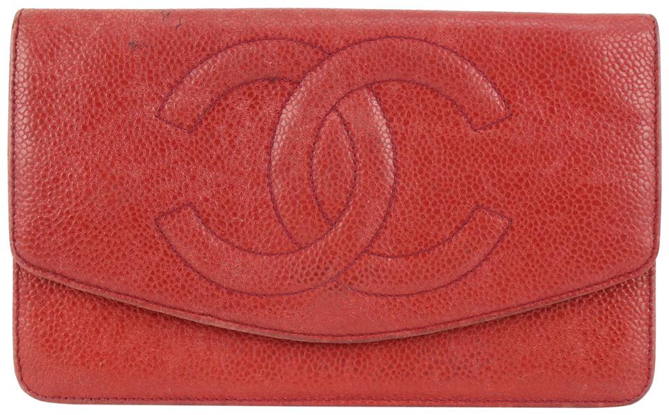 Chanel Red Caviar CC Logo Timeless Wallet 128c47 Chanel Red Caviar CC Logo Timeless Wallet 128c47