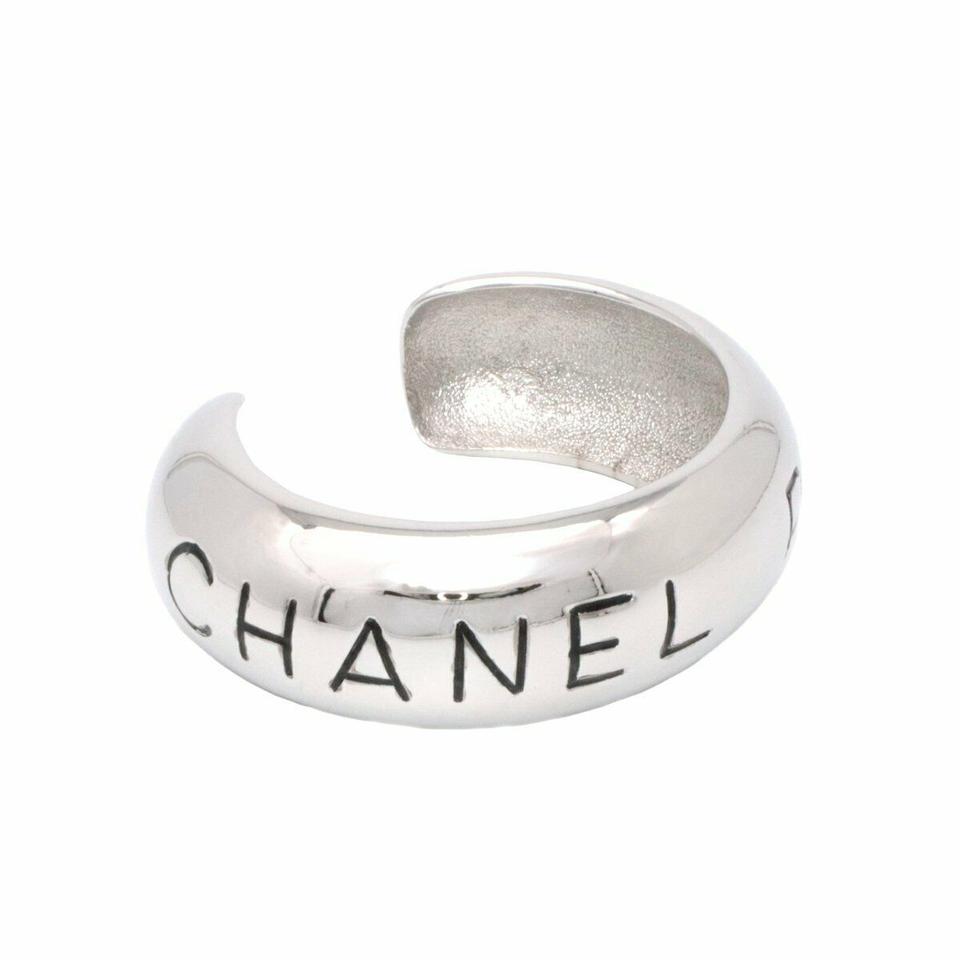 Chanel 96p Silver Logo Bangle Bracelet Cuff 1020c35 Chanel 96p Silver Logo Bangle Bracelet Cuff 1020c35