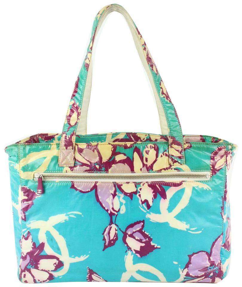 Chanel Blue Floral CC Logo Tote Bag 11cas104 Chanel Blue Floral CC Logo Tote Bag 11cas104