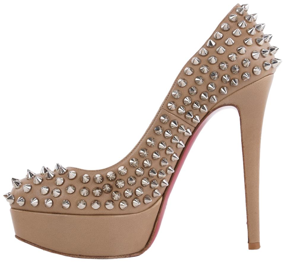 Christian Louboutin Nude Beige Bianca Spikes 140 Nappa 433cl32 Christian Louboutin Nude Beige Bianca Spikes 140 Nappa 433cl32