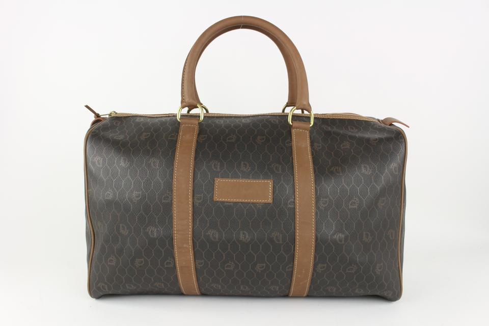 Dior Black x Brown Monogram Trotter Honeycomb Boston Duffle Bag 1025d1 Dior Black x Brown Monogram Trotter Honeycomb Boston Duffle Bag 1025d1