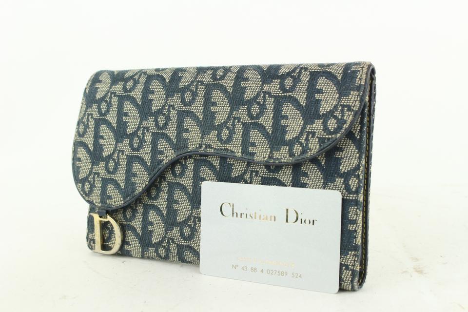 Dior Navy Blue Monogram Trotter Saddle Flap Long Wallet 2DA830 Dior Navy Blue Monogram Trotter Saddle Flap Long Wallet 2DA830