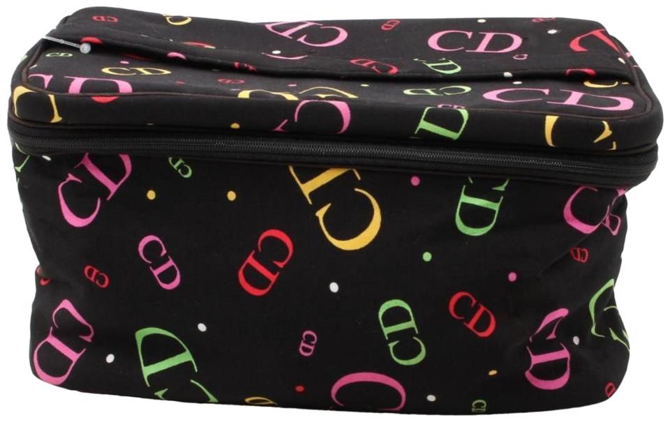 Dior Black Multicolor CD Logo Vanity Case 861398 Dior Black Multicolor CD Logo Vanity Case 861398