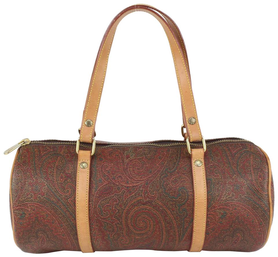 Etro Burgundy Paisley Cylinder Boston Bag 241et716 Etro Burgundy Paisley Cylinder Boston Bag 241et716