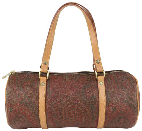 Etro Burgundy Paisley Cylinder Boston Bag 241et716