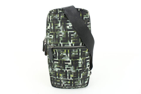Fendi Black Green Nylon CamouFF Camo Sling Crossbody Messenger 76f513s