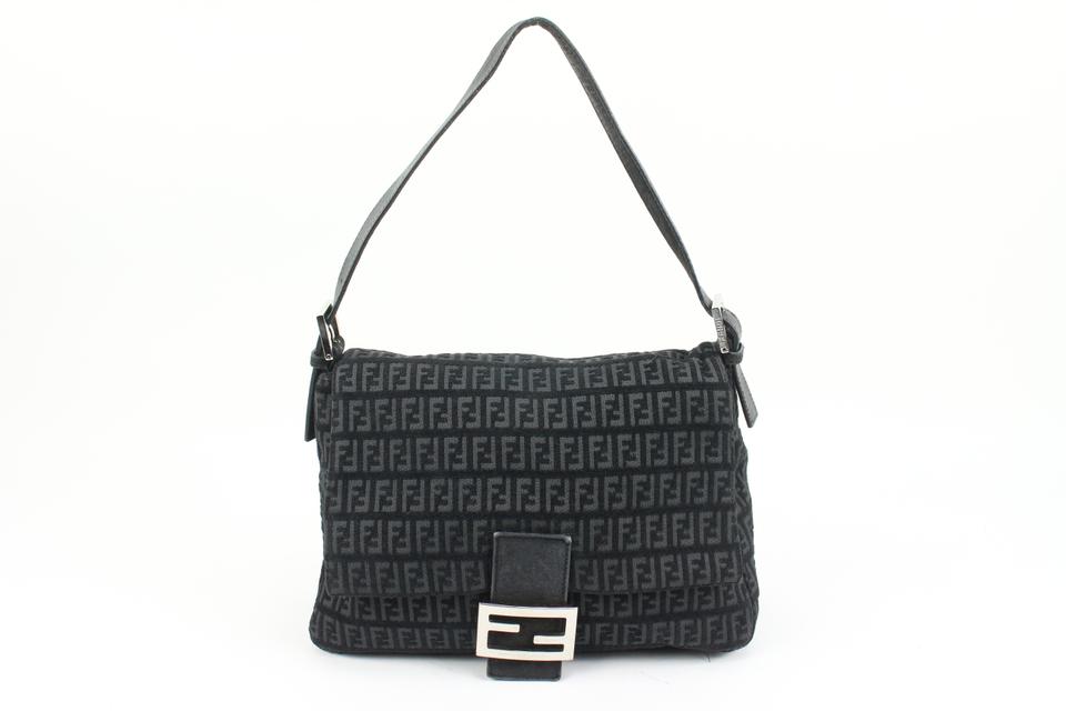 Fendi Black Monogram FF Zucchino Mama Baguette Shoulder bag 84f418s Fendi Black Monogram FF Zucchino Mama Baguette Shoulder bag 84f418s