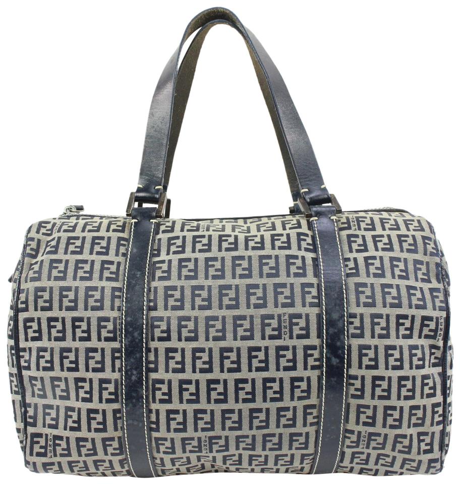 Fendi Navy x Grey Monogram FF Boston Bag 21f34s Fendi Navy x Grey Monogram FF Boston Bag 21f34s