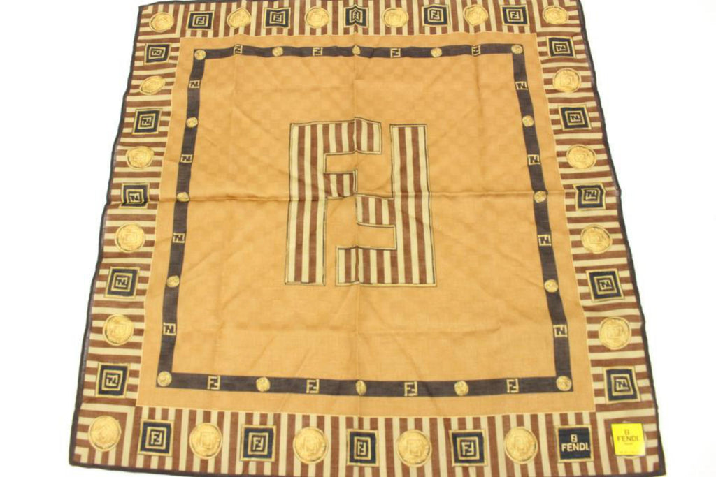 Fendi Brown x Black x Gold  FF Zucca Logo Scarf  2f815a Fendi Brown x Black x Gold  FF Zucca Logo Scarf  2f815a