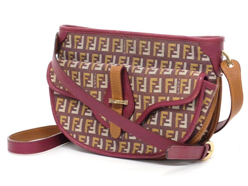 Fendi Bordeaux x Brown Monogram FF Zucca Crossbody Bag 241490 Fendi Bordeaux x Brown Monogram FF Zucca Crossbody Bag 241490