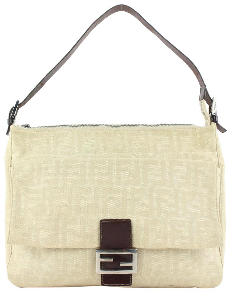 Fendi Ivory Zucca Mamma FF Monogram Baguette Zip Shoulder Flap Bag 50ff423 Fendi Ivory Zucca Mamma FF Monogram Baguette Zip Shoulder Flap Bag 50ff423