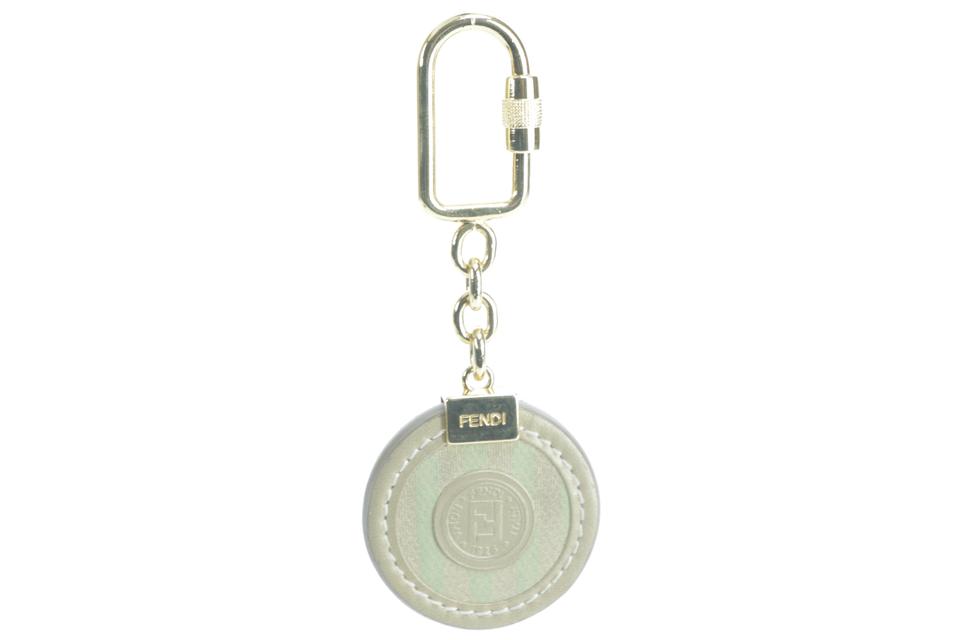 Fendi Regimental Keychain FF Logo Zucca Green Grey Charm Pendant 10FK0121 Fendi Regimental Keychain FF Logo Zucca Green Grey Charm Pendant 10FK0121