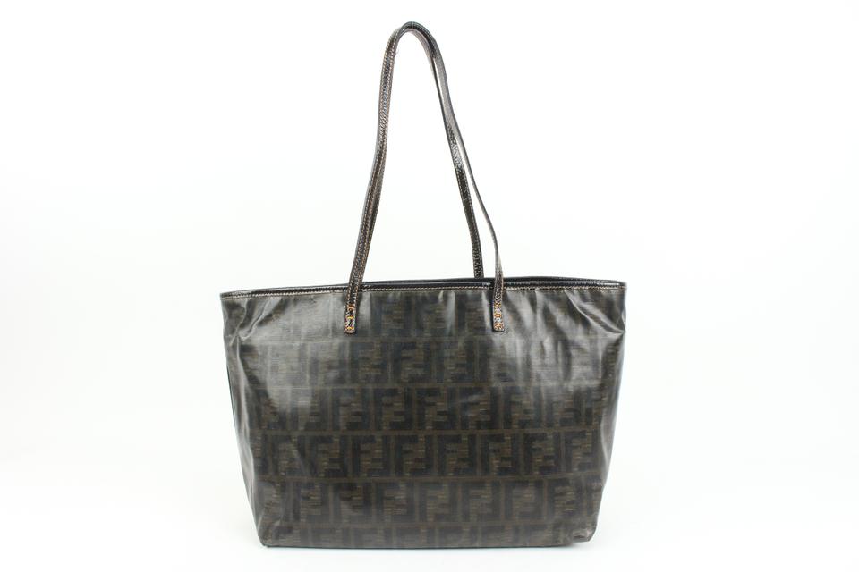 Fendi Brown Monogram FF Zucca Roll Tote Shopper Bag 44f89 Fendi Brown Monogram FF Zucca Roll Tote Shopper Bag 44f89