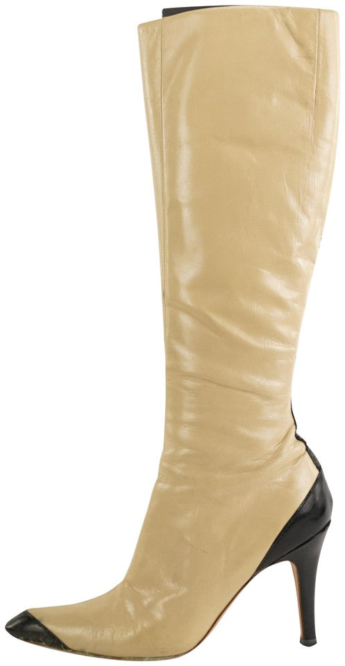 Giuseppe Zanotti Beige x Black Diva 90 High Boots 490giu34 Giuseppe Zanotti Beige x Black Diva 90 High Boots 490giu34