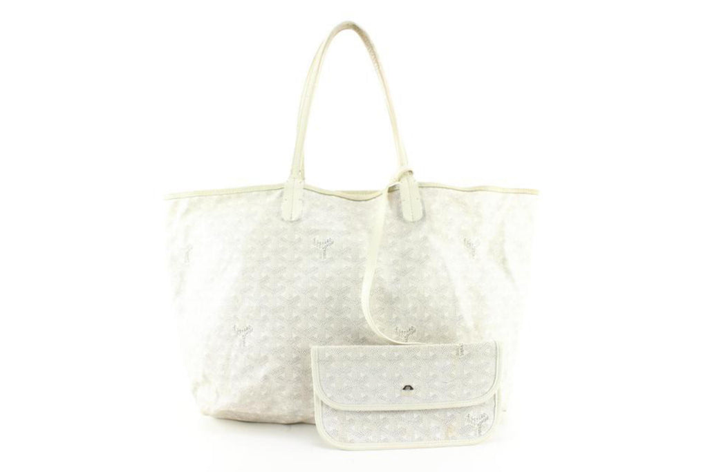 Goyard White Chevron St Louis Tote PM with Pouch 58gy628s Goyard White Chevron St Louis Tote PM with Pouch 58gy628s