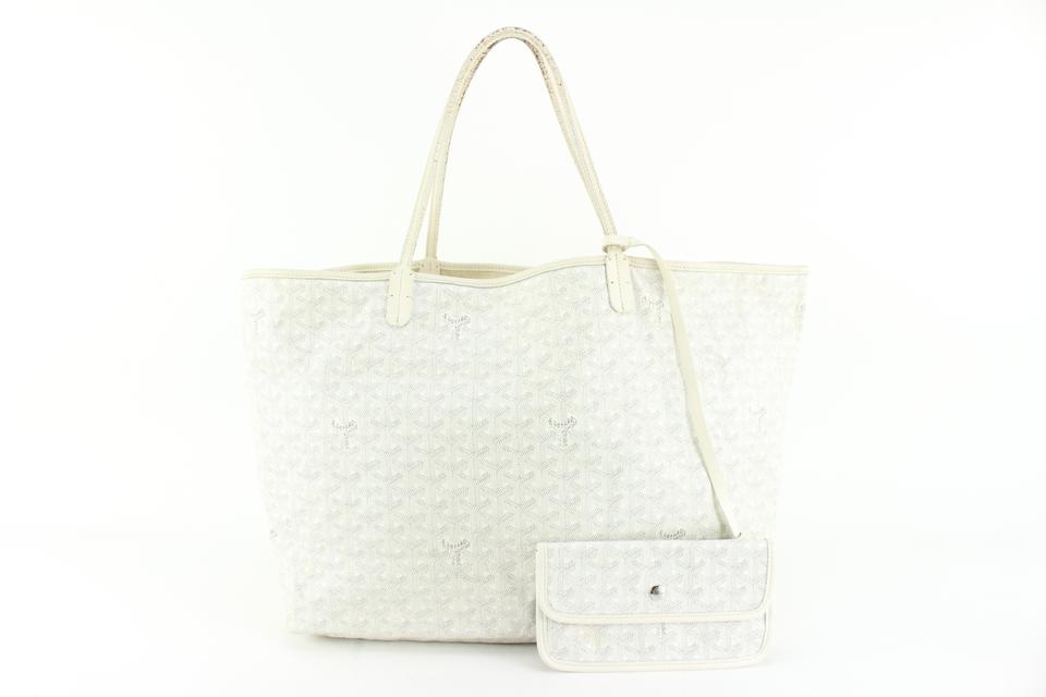 Goyard Large White Chevron St Louis GM Tote with Pouch 99gy516s Goyard Large White Chevron St Louis GM Tote with Pouch 99gy516s