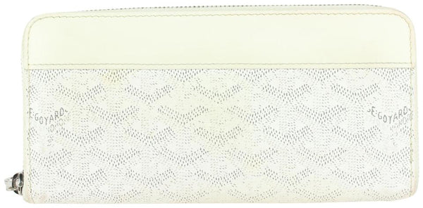 Goyard White Matignon Long Wallet Grey Leather Cloth Cloth ref