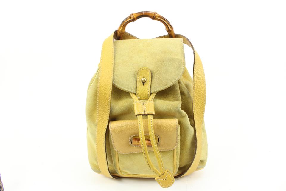 Gucci Yellow Suede Mini Bamboo Backpack 54gz421s Gucci Yellow Suede Mini Bamboo Backpack 54gz421s