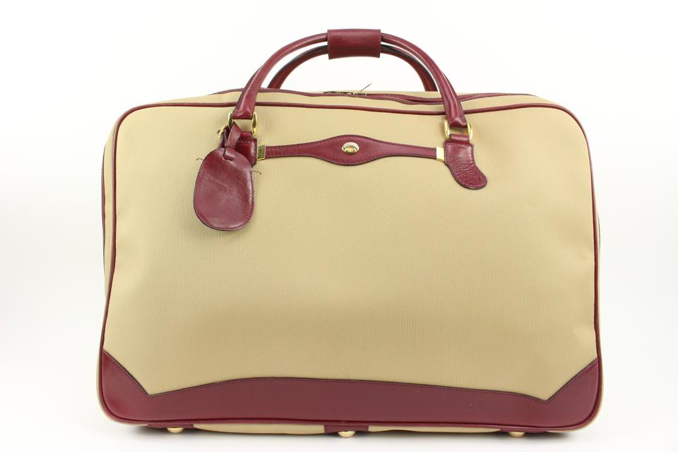 Gucci Large Beige x Burgundy Suitcase Luggage 63g218s Gucci Large Beige x Burgundy Suitcase Luggage 63g218s
