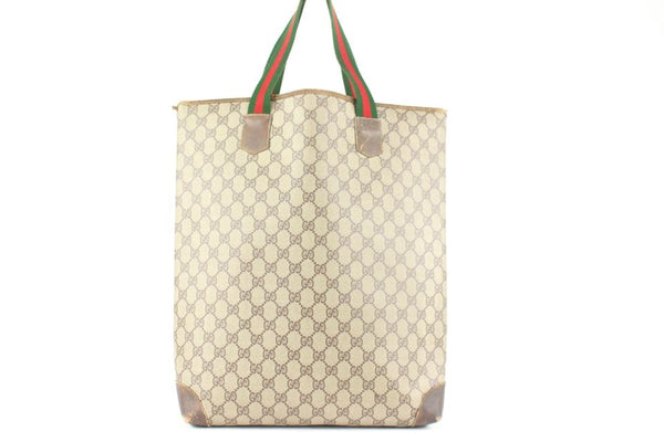 GG Supreme Leather-Trimmed Monogrammed Coated-Canvas Tote Bag