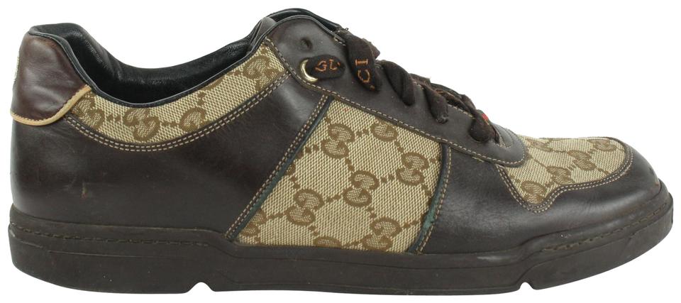 Gucci Men's 9 US Brown Monogram GG Signature Lace Low Sneakers 1216g50 Gucci Men's 9 US Brown Monogram GG Signature Lace Low Sneakers 1216g50