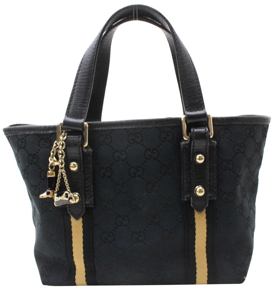 Gucci Black x Beige Web Monogram GG Jolicoeur Charm Tote 70g38s Gucci Black x Beige Web Monogram GG Jolicoeur Charm Tote 70g38s