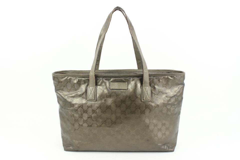 Gucci Pewter Silver Imprime Monogram Medium Zippered Shopping Tote 12g419s Gucci Pewter Silver Imprime Monogram Medium Zippered Shopping Tote 12g419s